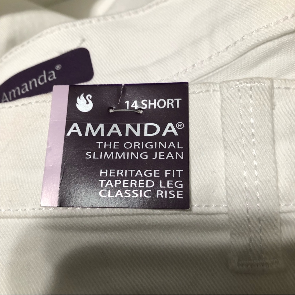 Gloria Vanderbilt Amanda White Straight Jeans Size 14 Short Classic Rise - Picture 8 of 8